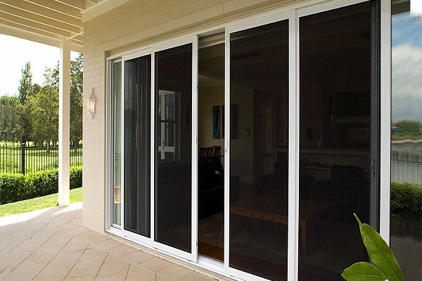 a sliding glass door on a house